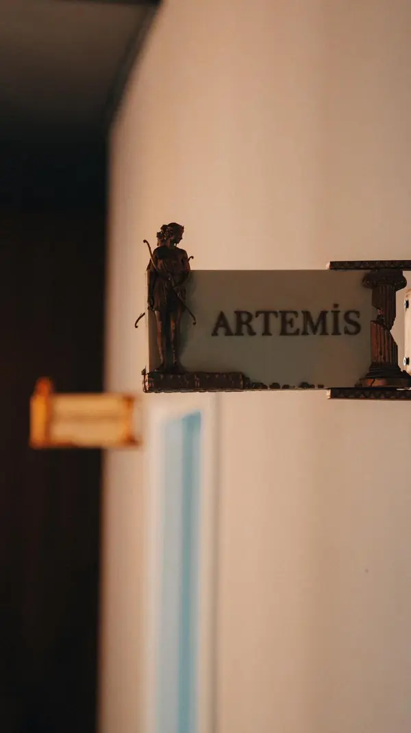 Artemis adlı uygulama odasının kapı tabelası